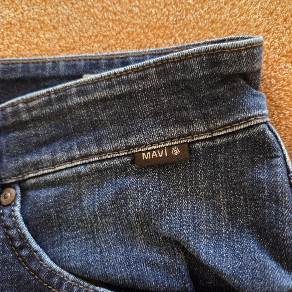 Mavi Zach Straight Leg Denim Jeans Mens 33x30 Dark Blue Wash Stretch Egypt Made - Picture 5 of 11